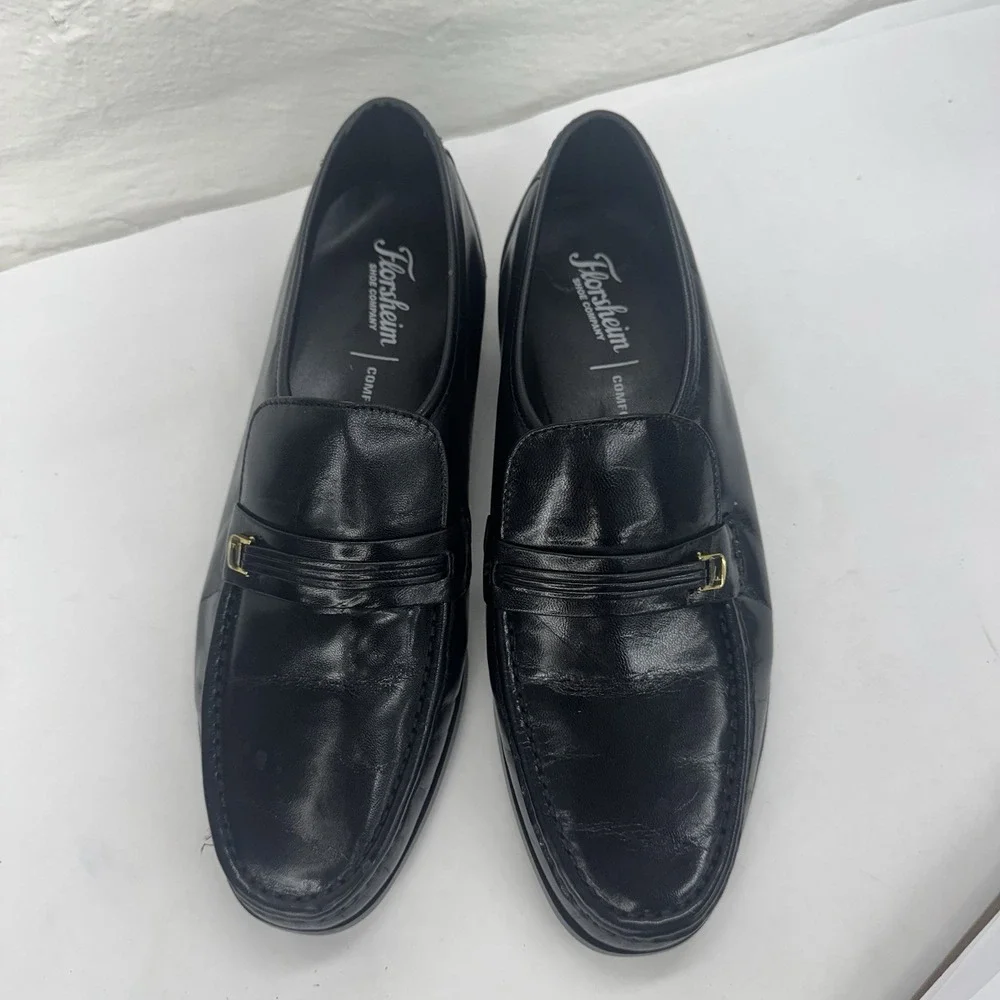 Florsheim Comfortech 17088 Black Leather Buckle Loafer Men's Dress Shoes 10.5EEE